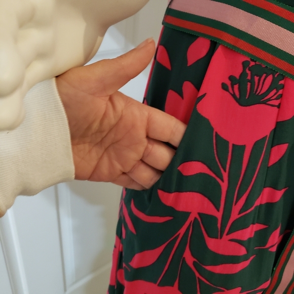 Boden Size 2 Elegant Floral Green and Pink Dress - Picture 4 of 13